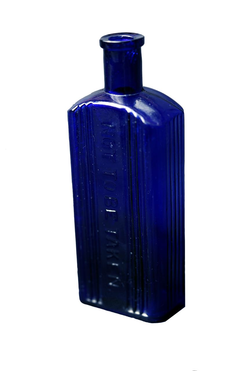bottles old fashioned cobalt blue glass free photo