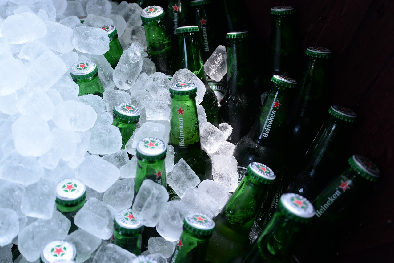 bottles beer ice cubes free photo