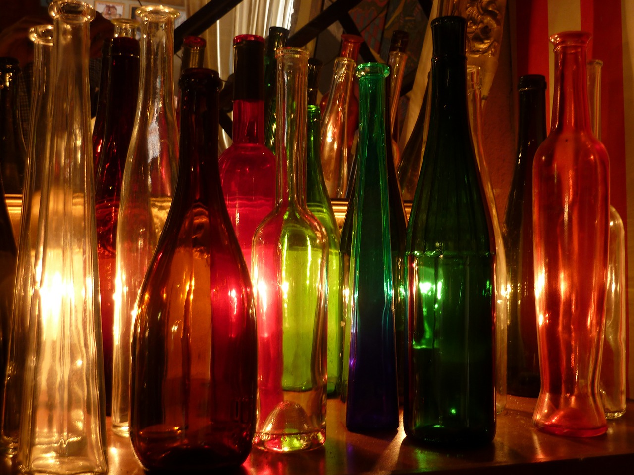 bottles colorful glass free photo