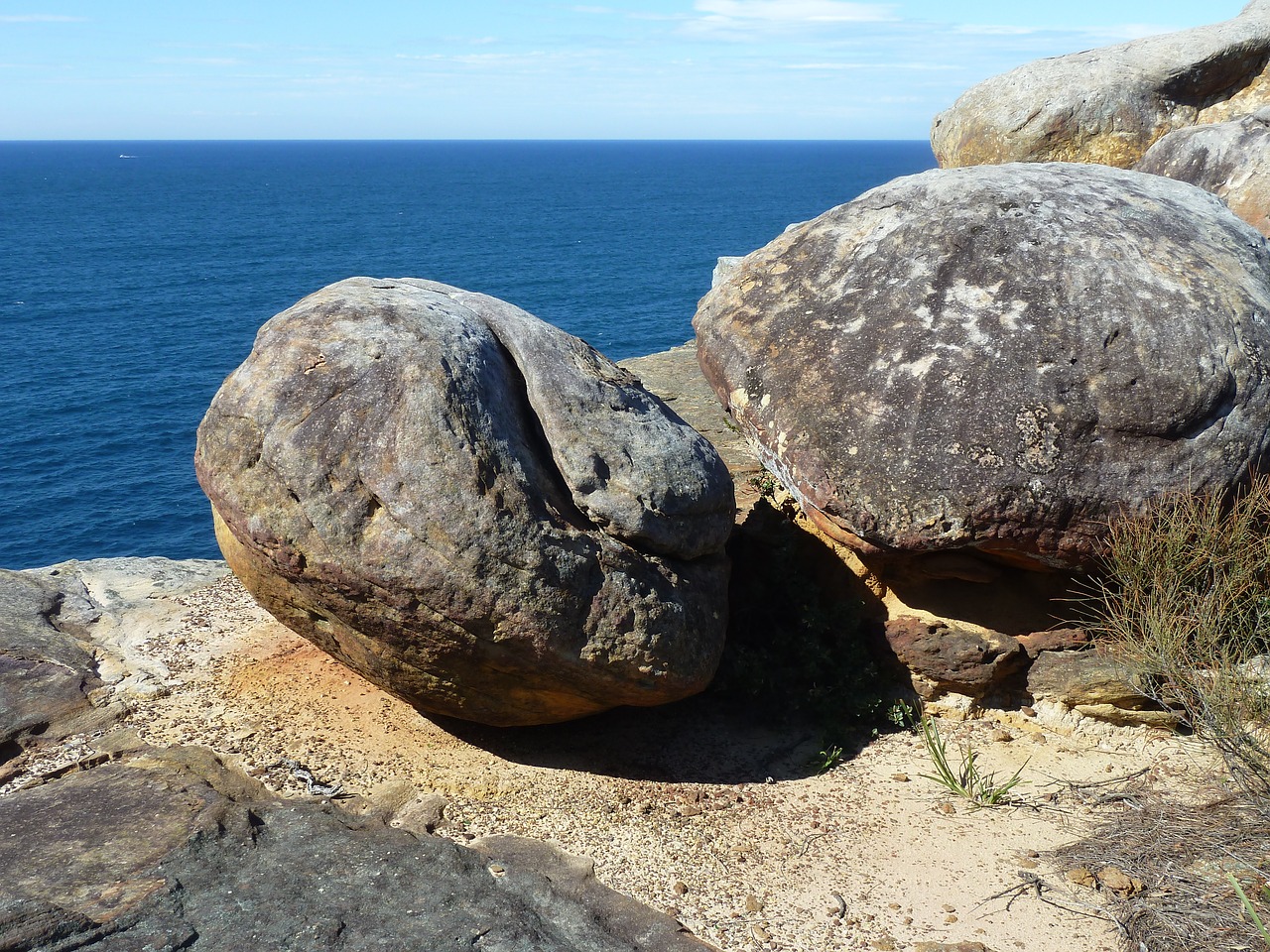 boulders sea nature free photo
