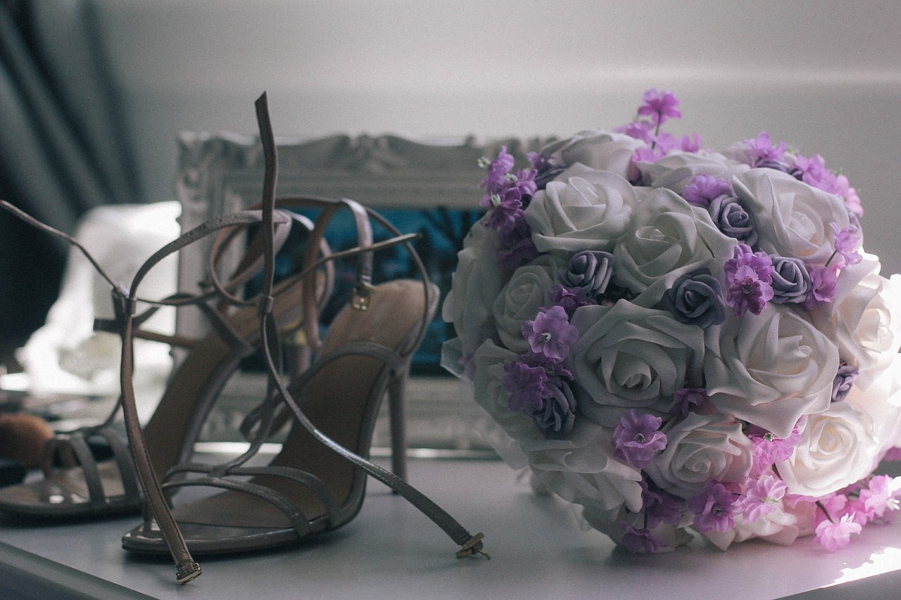 bouquet  flowers  shoes free photo