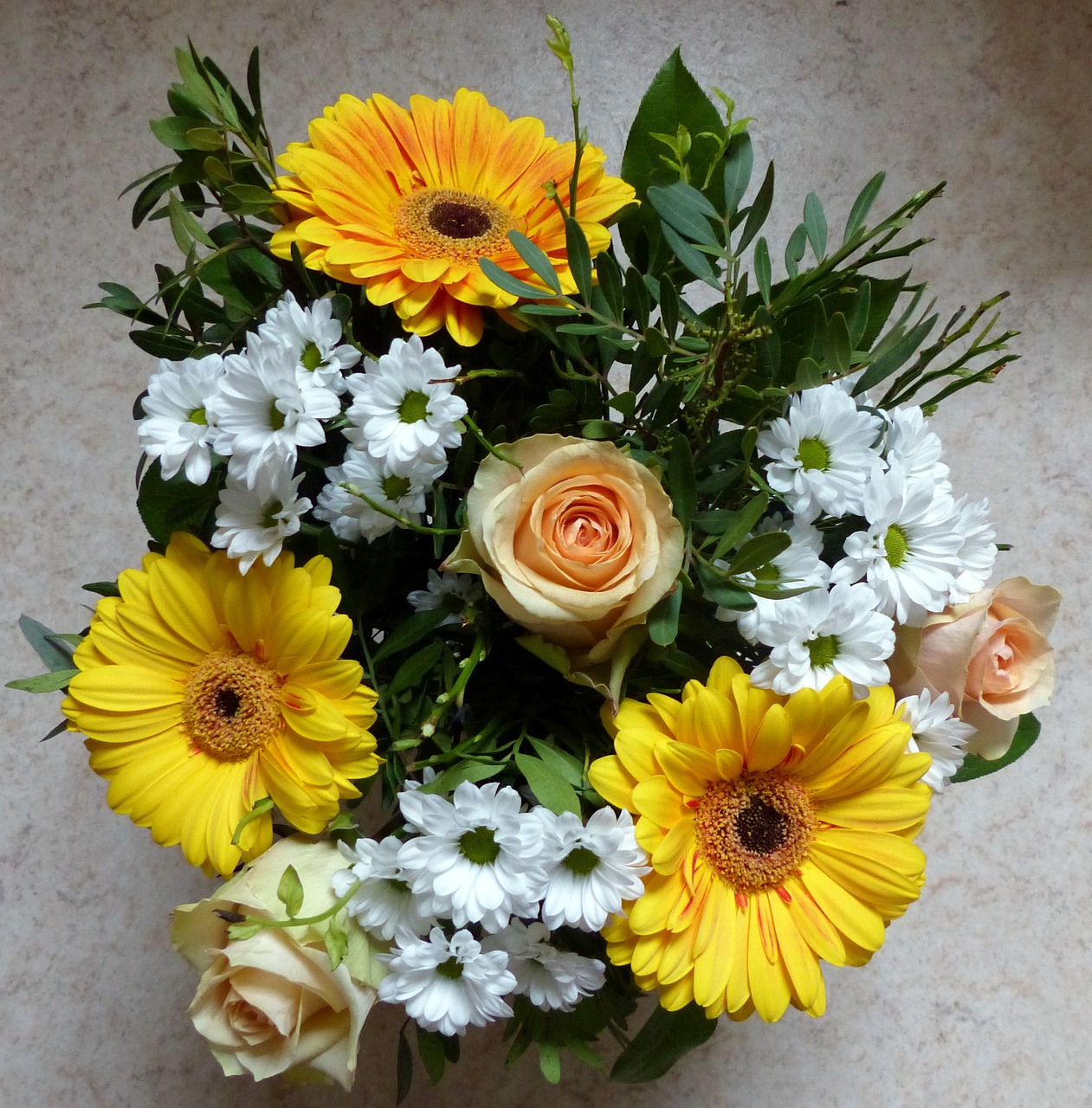 bouquet roses gerbera free photo