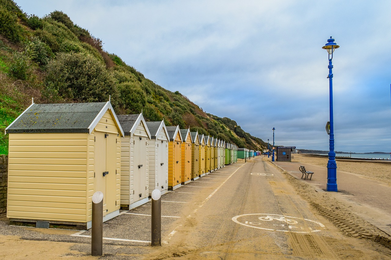 bournemouth  east cliff  beach huts free photo