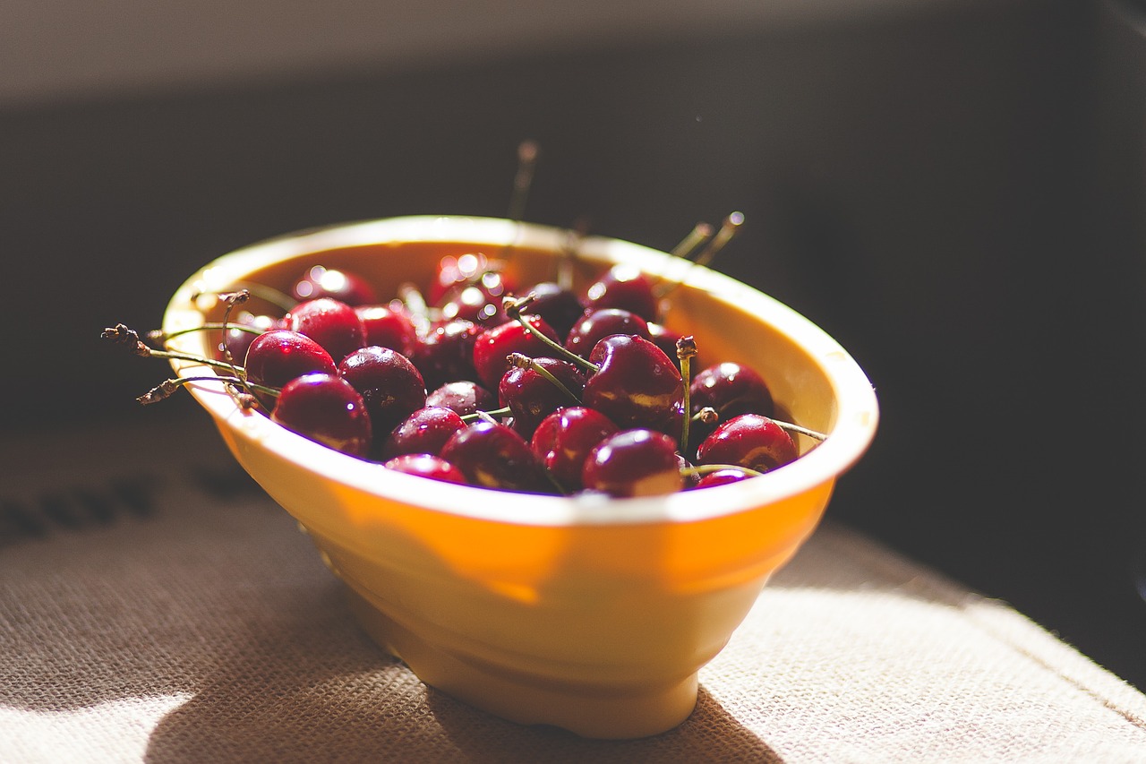 bowl cherries food free photo