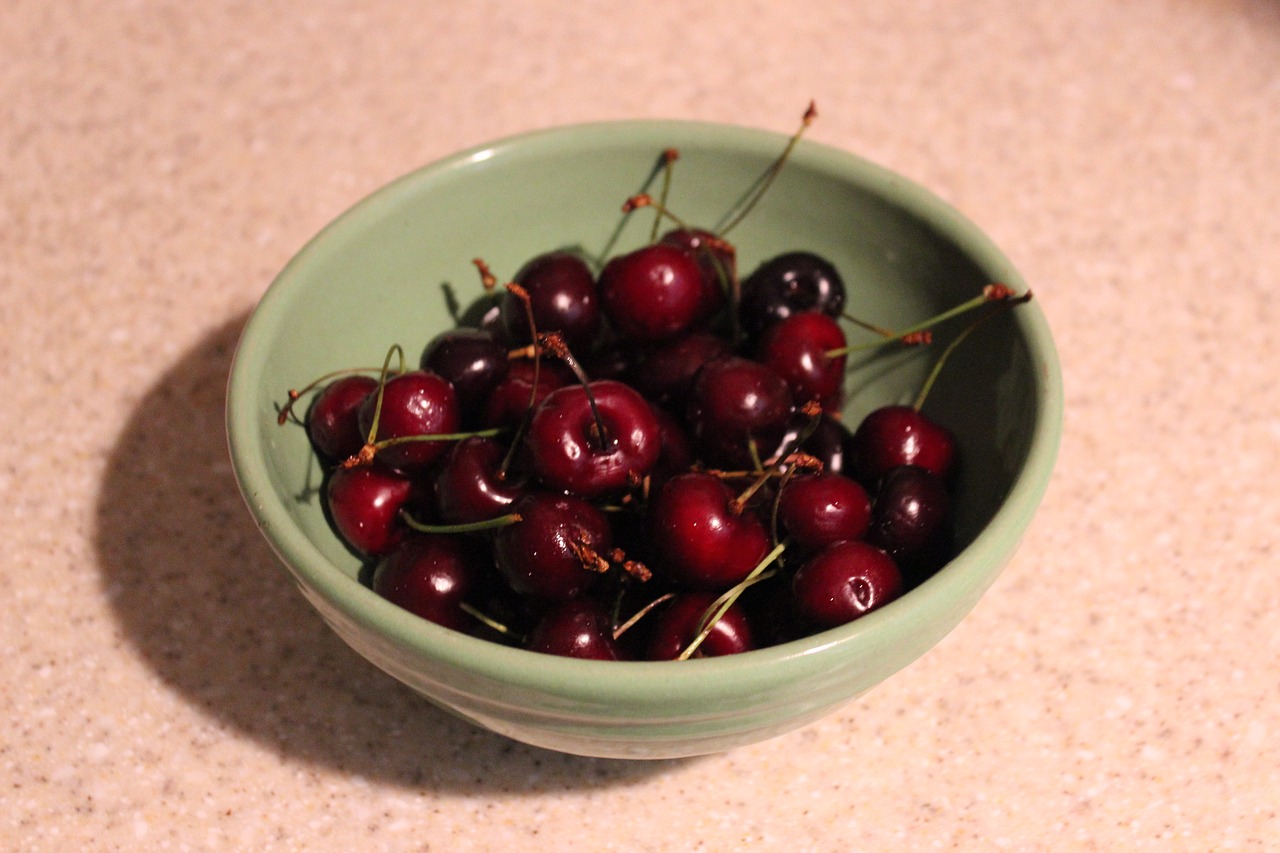 bowl  vintage  cherries free photo