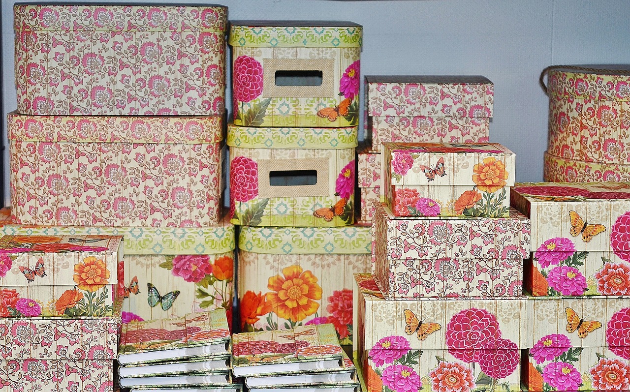 boxes books floral pattern free photo
