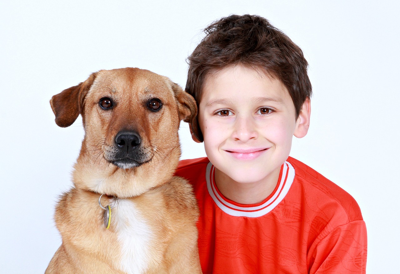 boy dog friends free photo