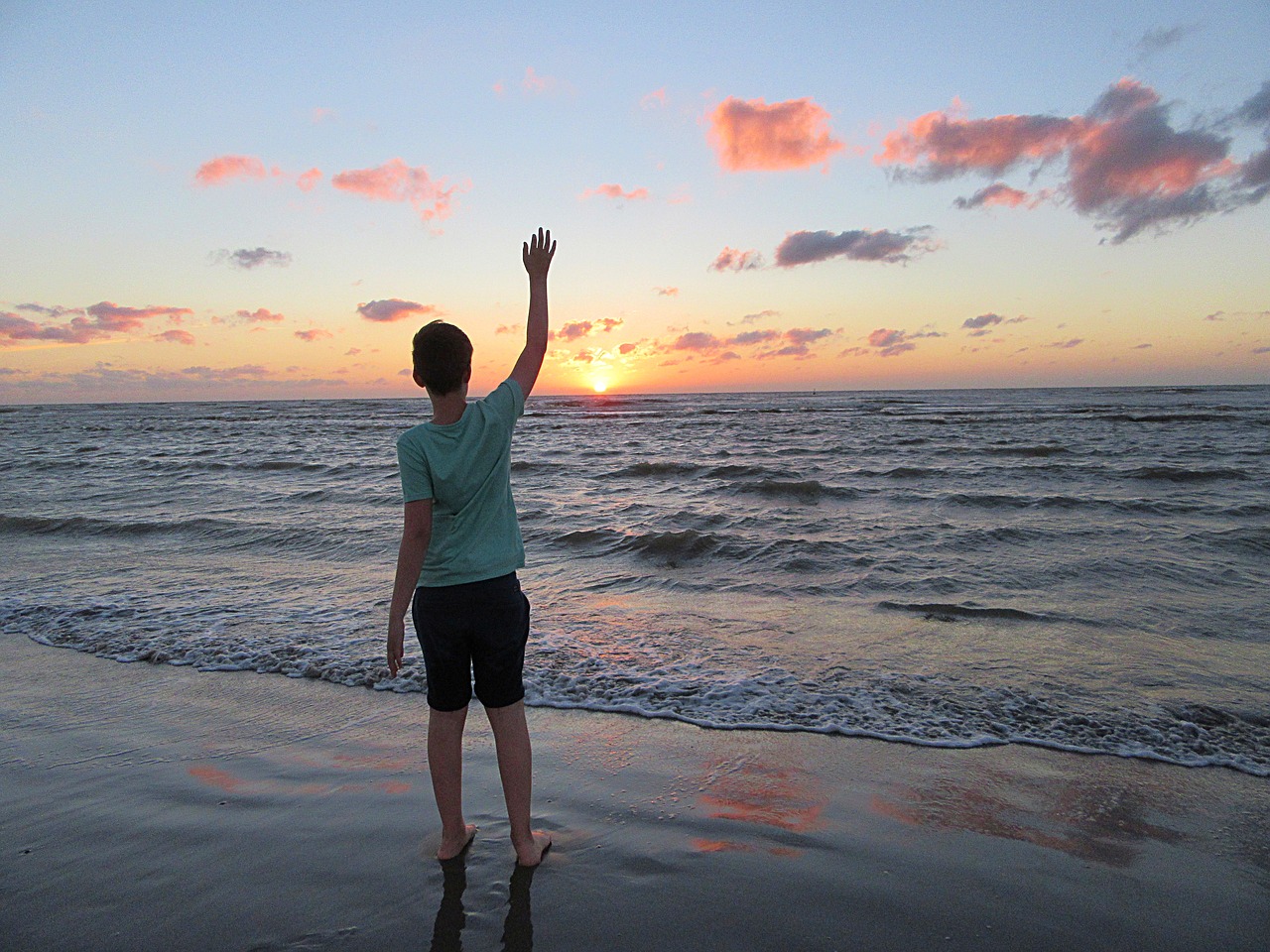 boy farewell sunset free photo