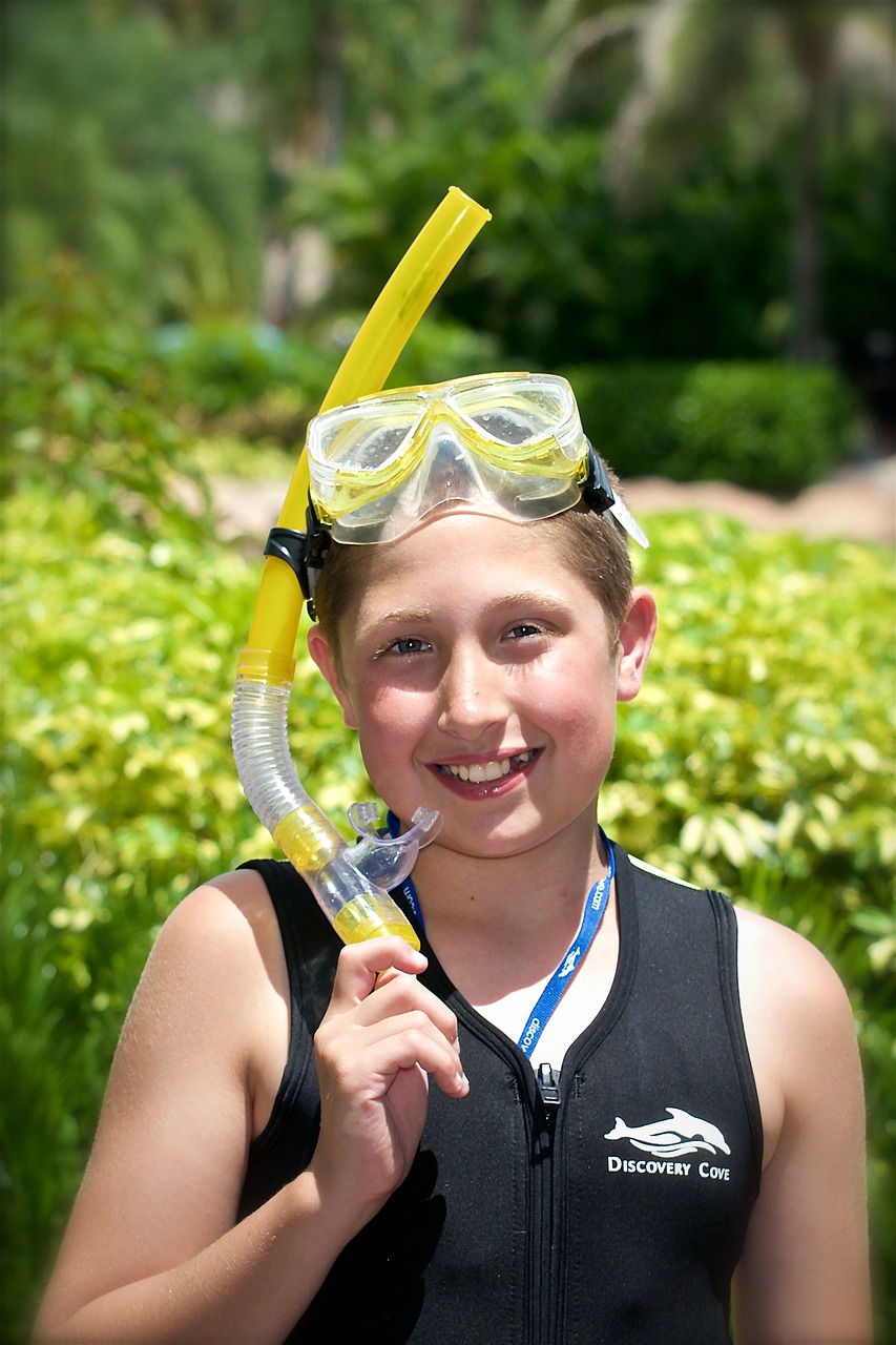 boy scuba snorkel free photo