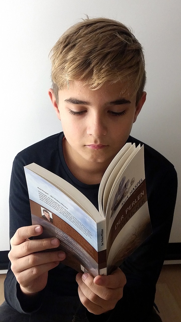 boy exciting read literature free photo