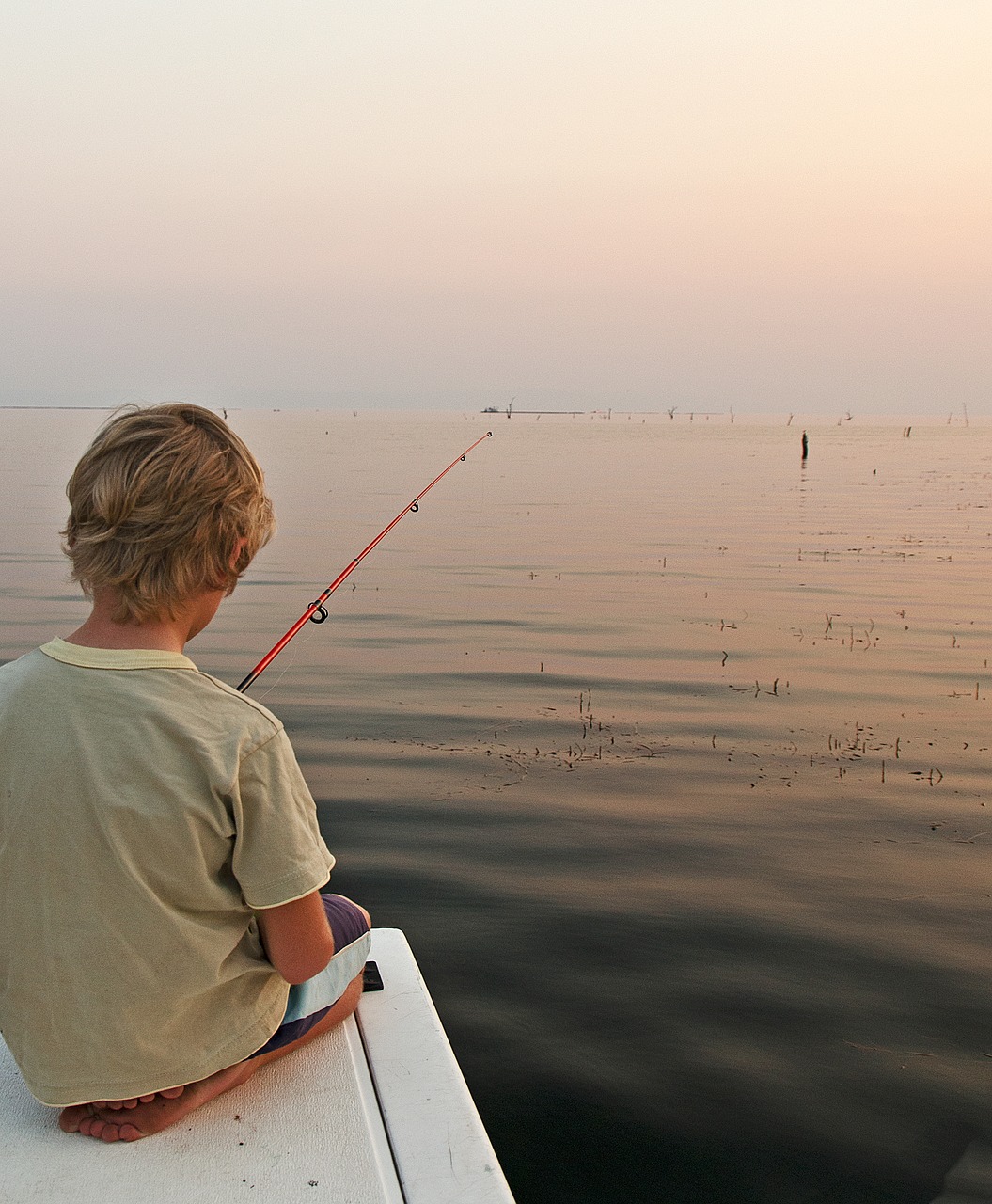 boy lake fishing free photo