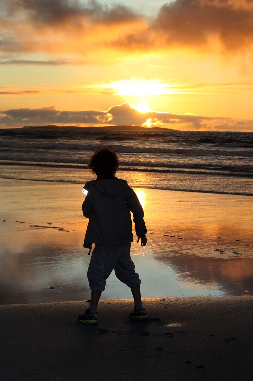 boy sunset evening free photo