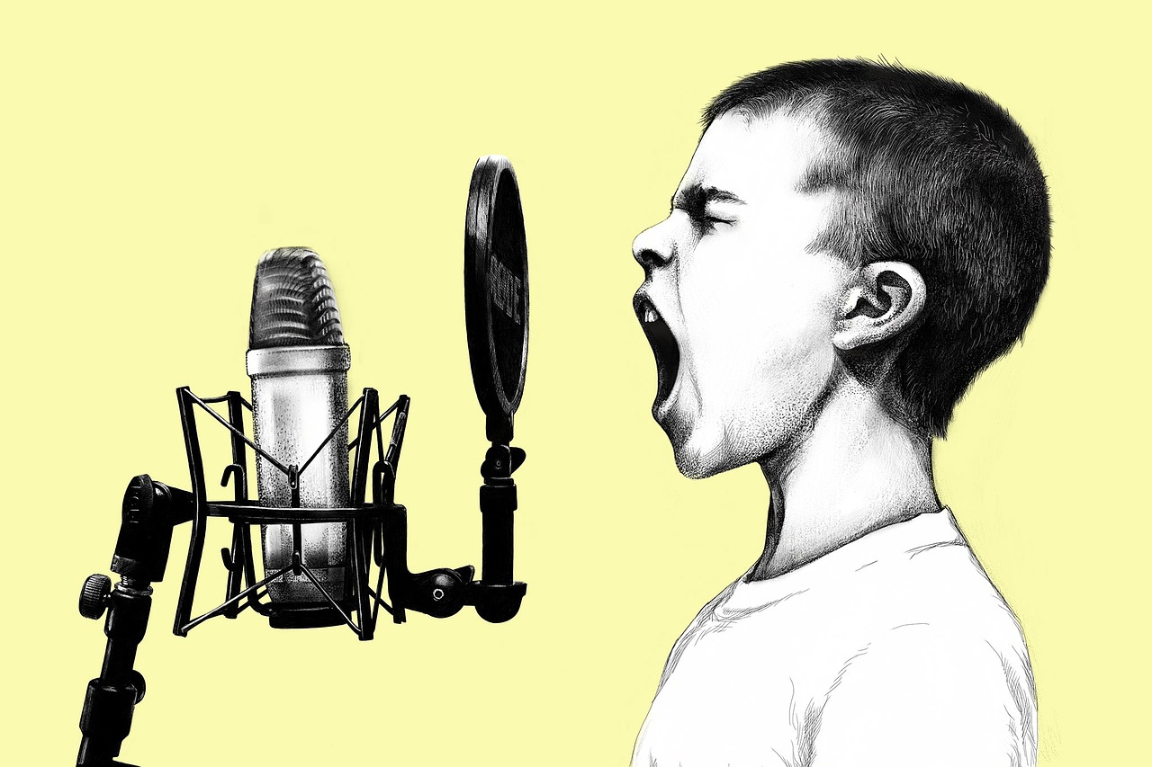 boy microphone scream free photo