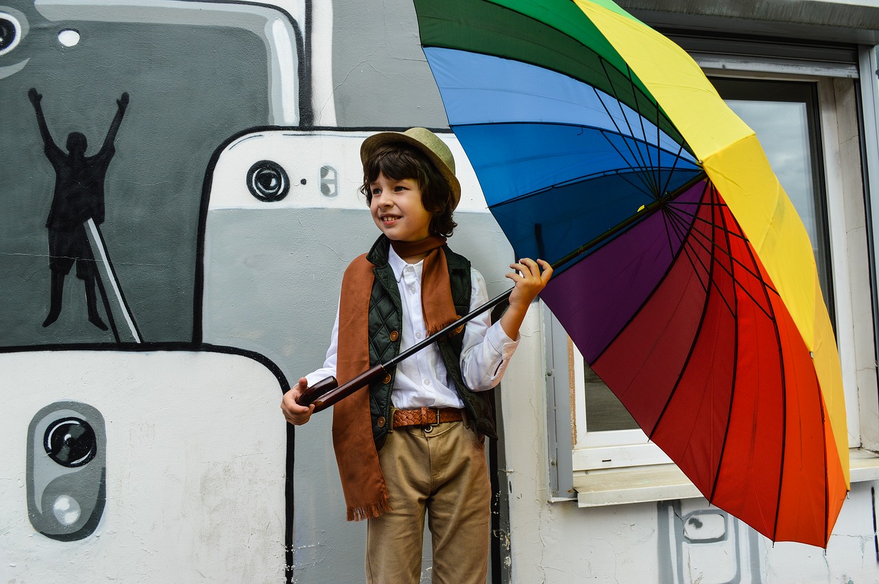 boy  autumn  umbrella free photo