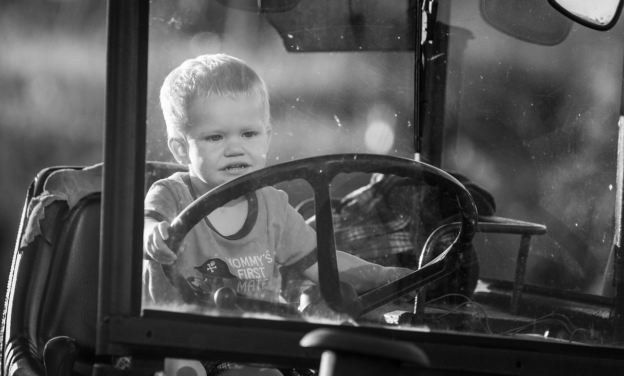 boy  tractor  fun free photo