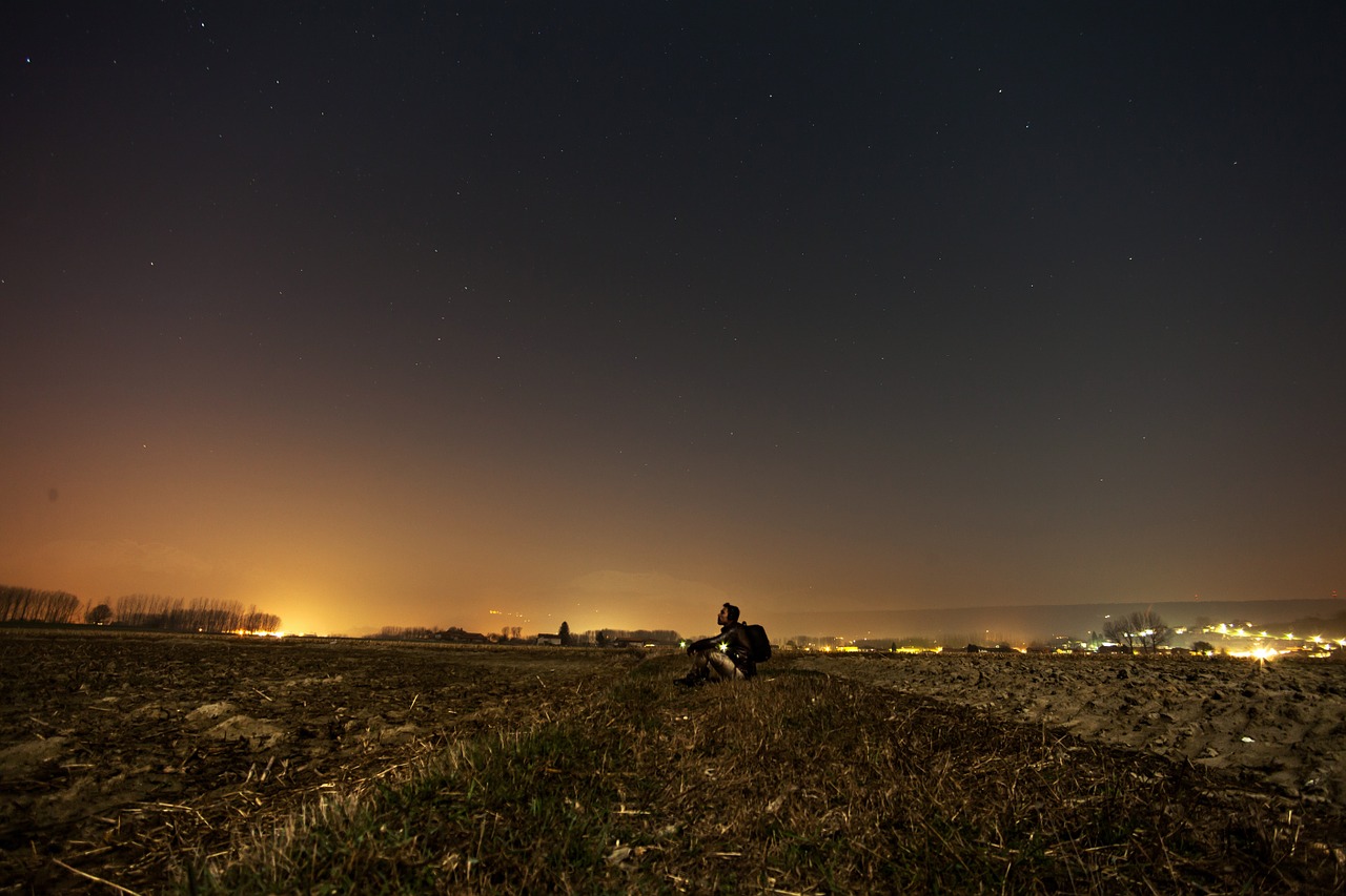 boy stars sky free photo