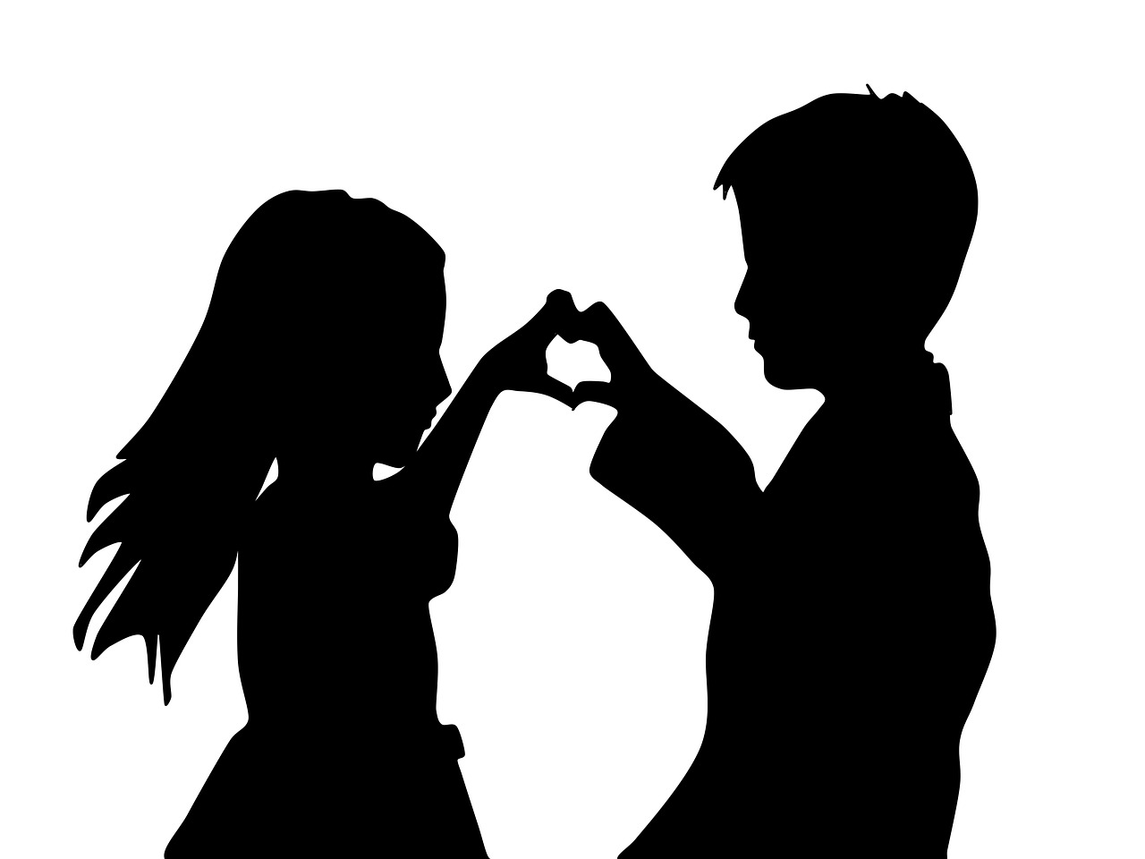 boy and girl silhouette love free photo