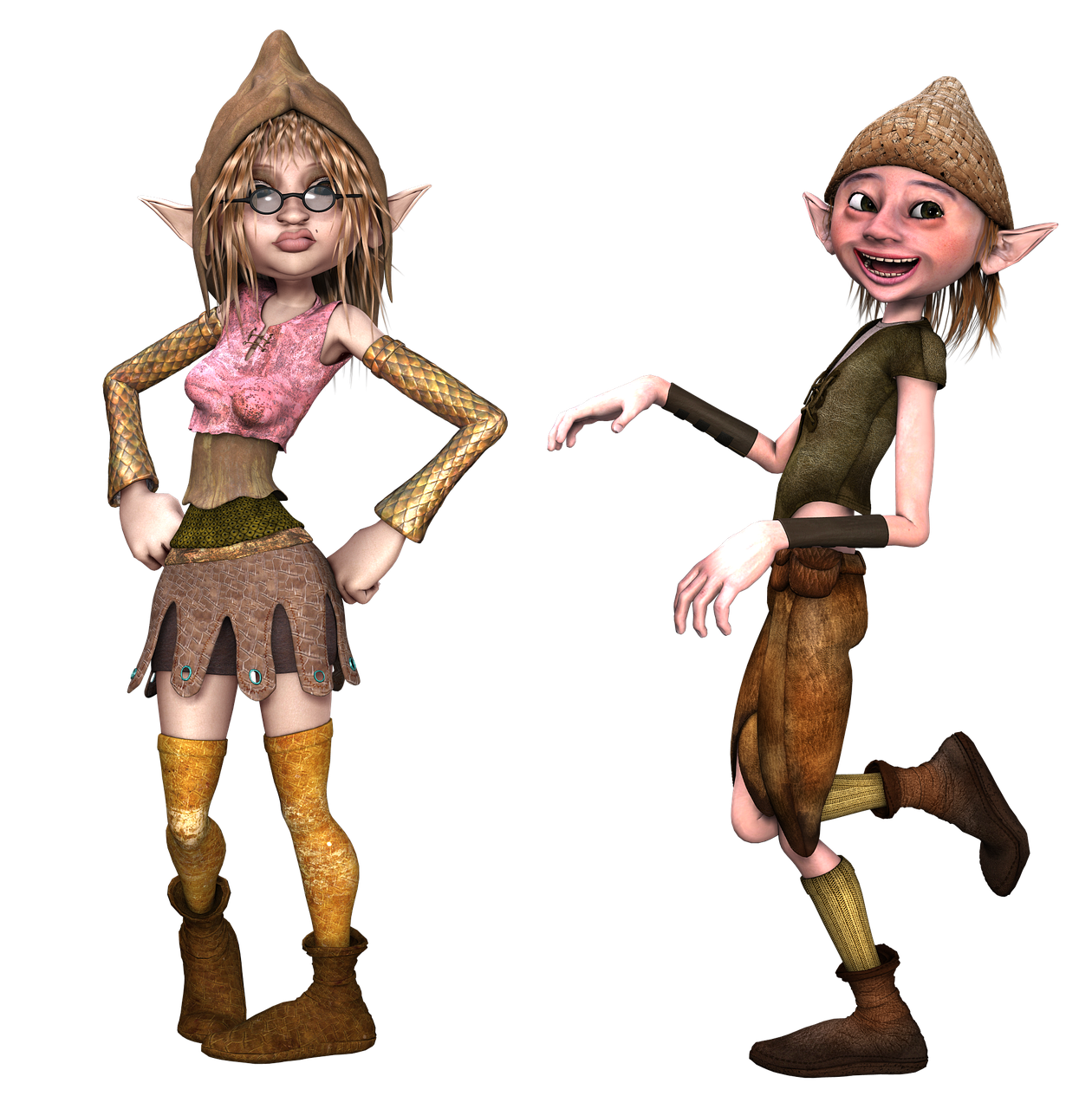 boy and girl elf pose free photo