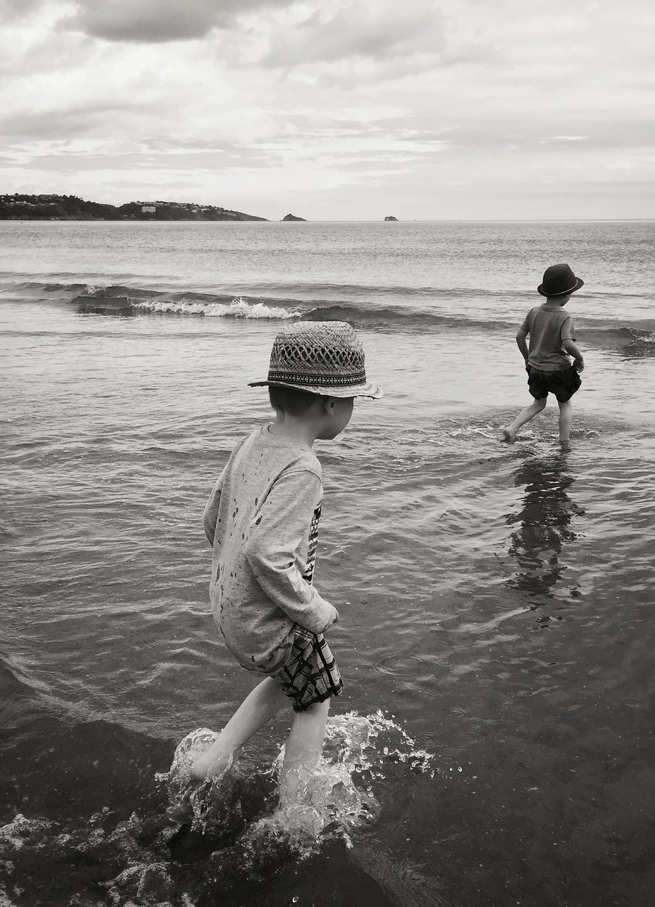 boys sea sand free photo