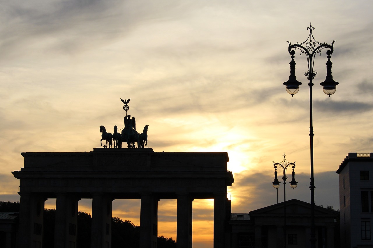 brandenburg gate sunset clouds free photo