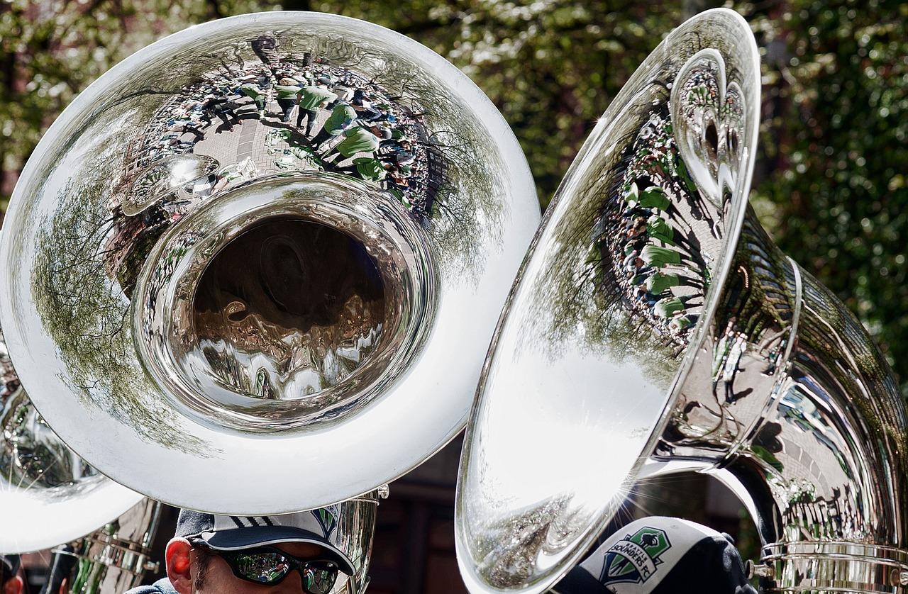brass band reflections tuba free photo