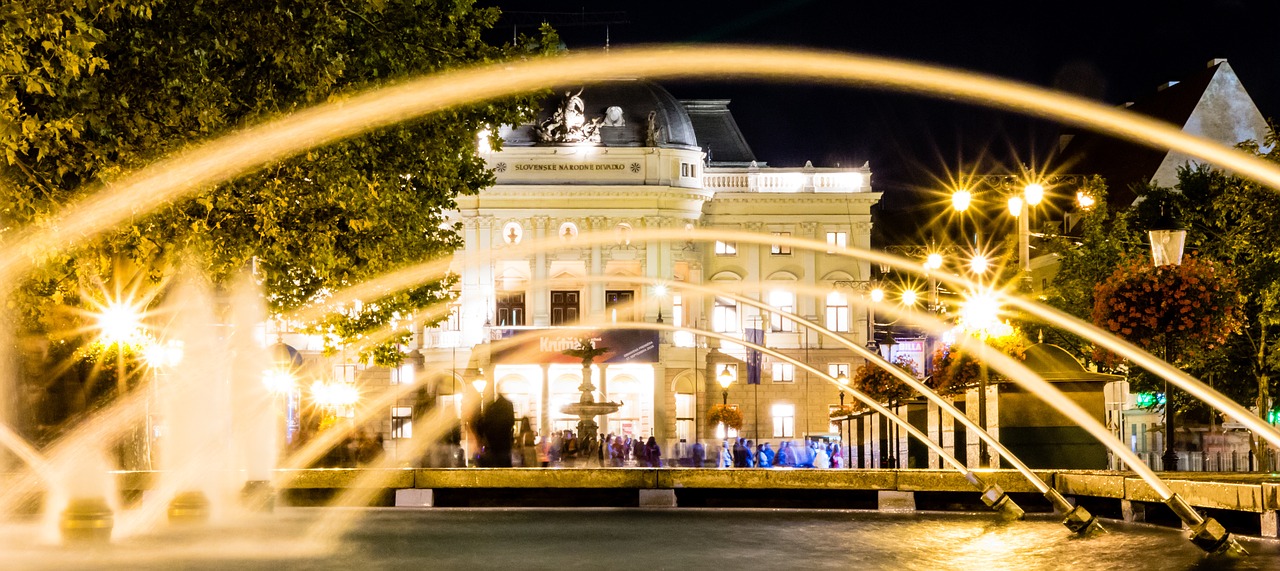 bratislava theatre in the evening free photo