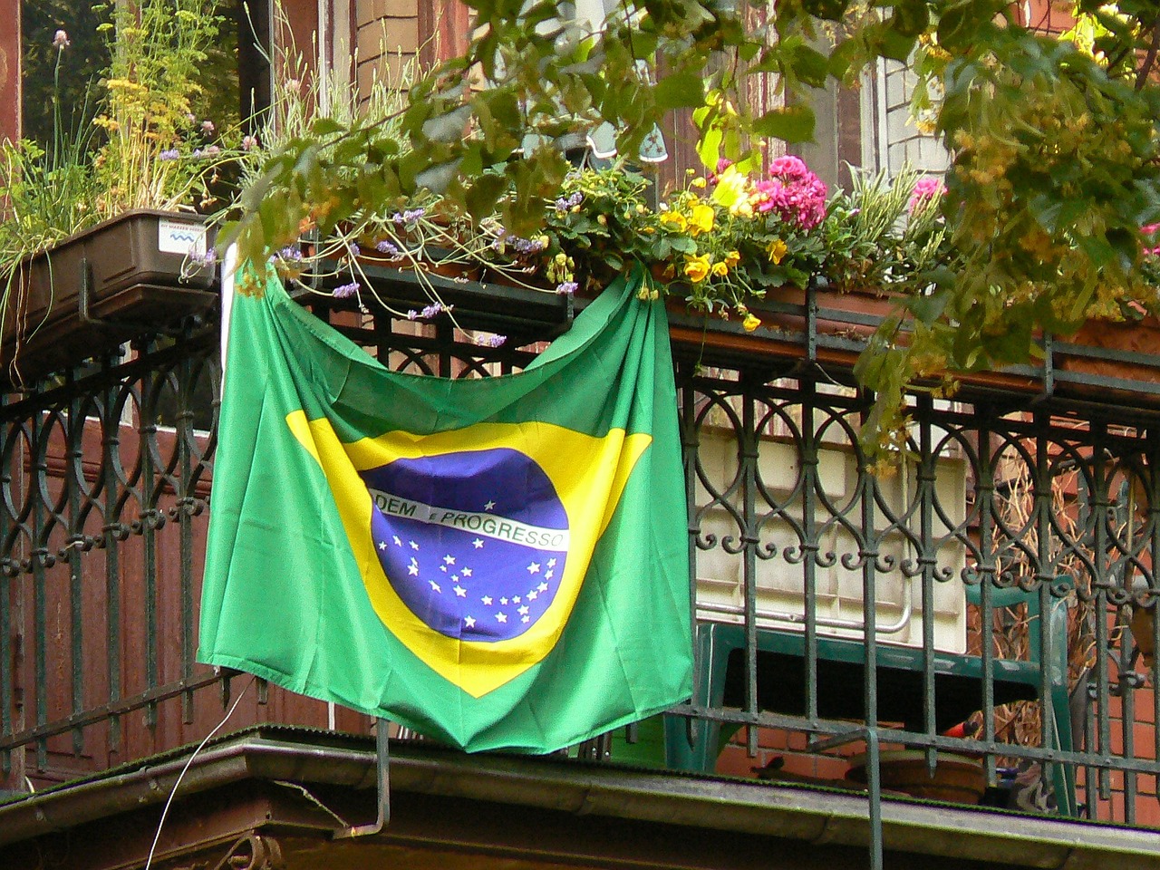 brazil flag balcony free photo
