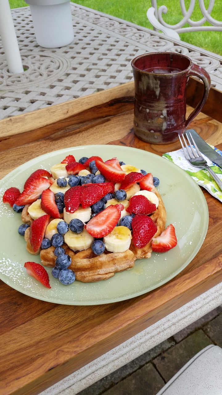 breakfast waffle fruit free photo