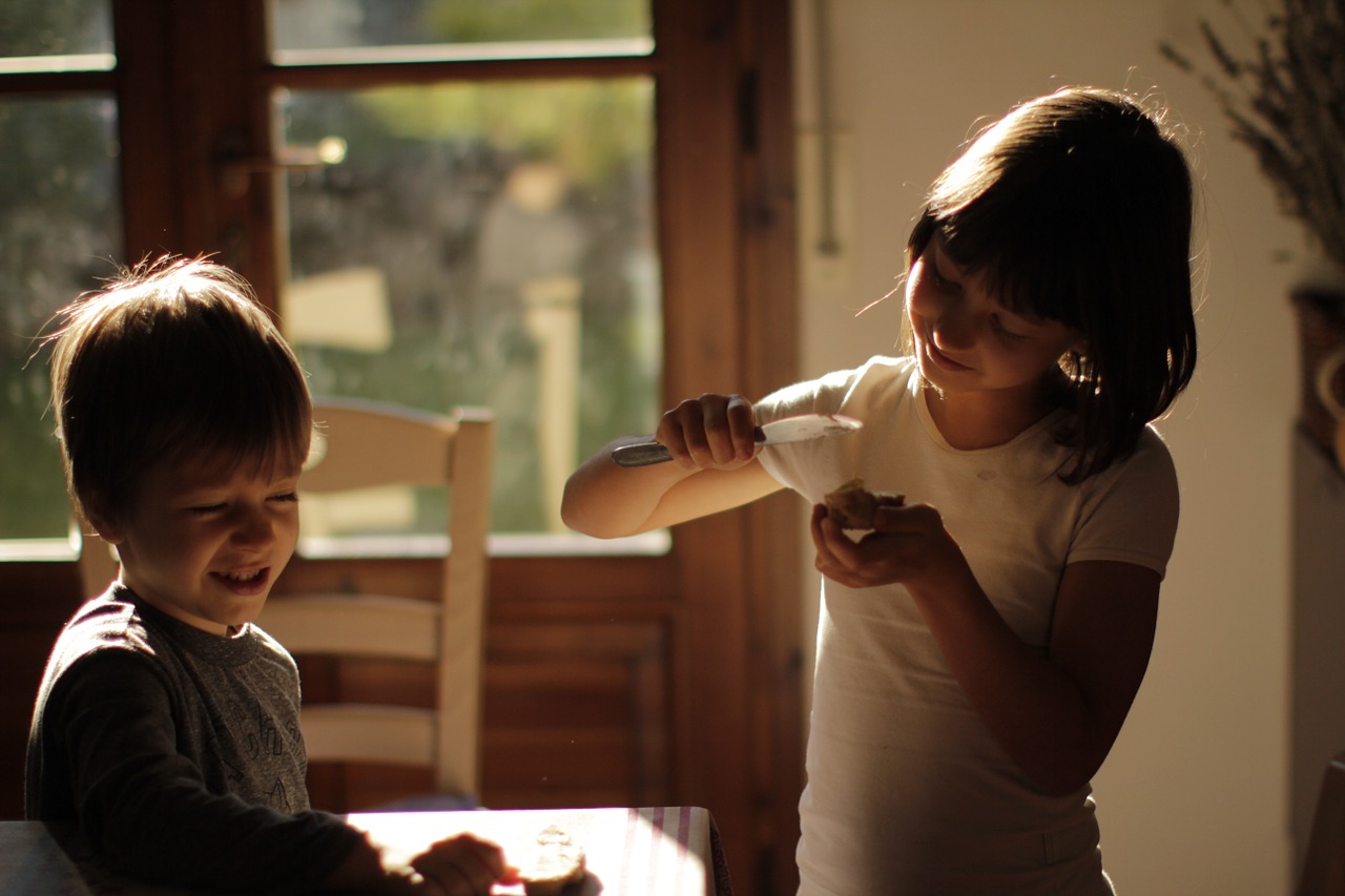 children bread morning free photo