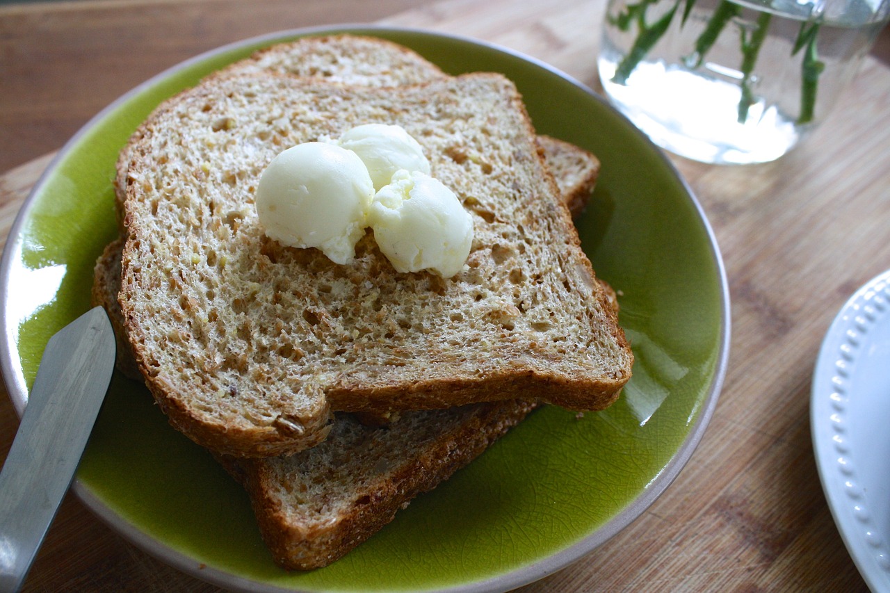 breakfast butter sprouted bread free photo