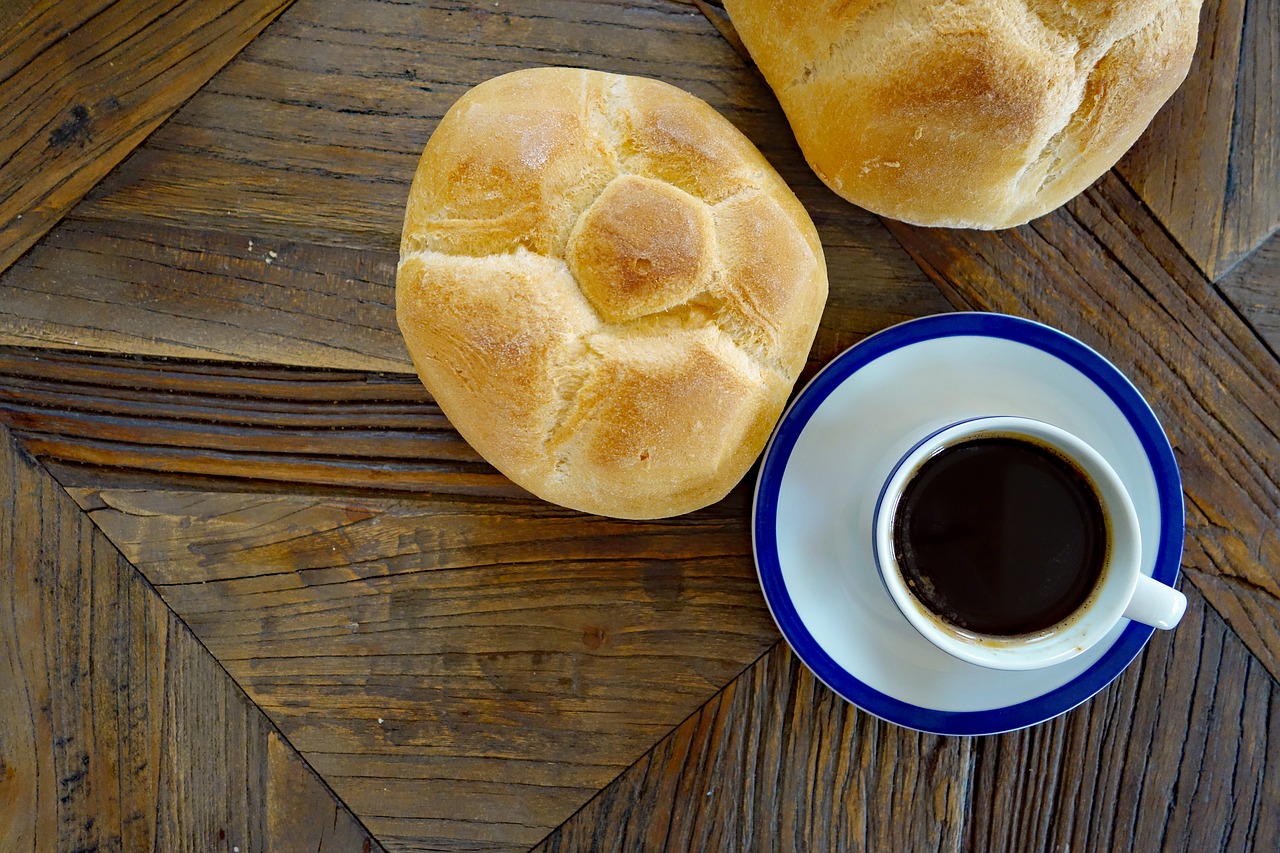 breakfast  coffee  roll free photo