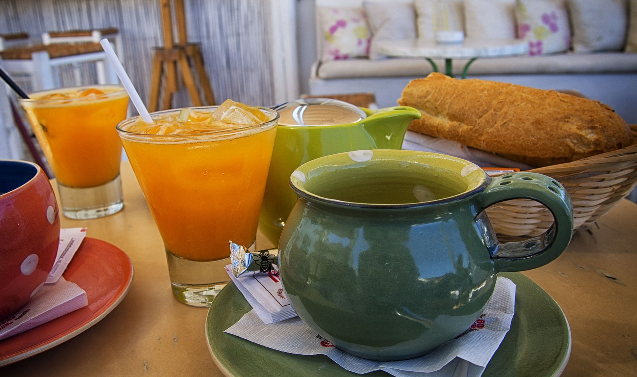 breakfast tea orange juice free photo