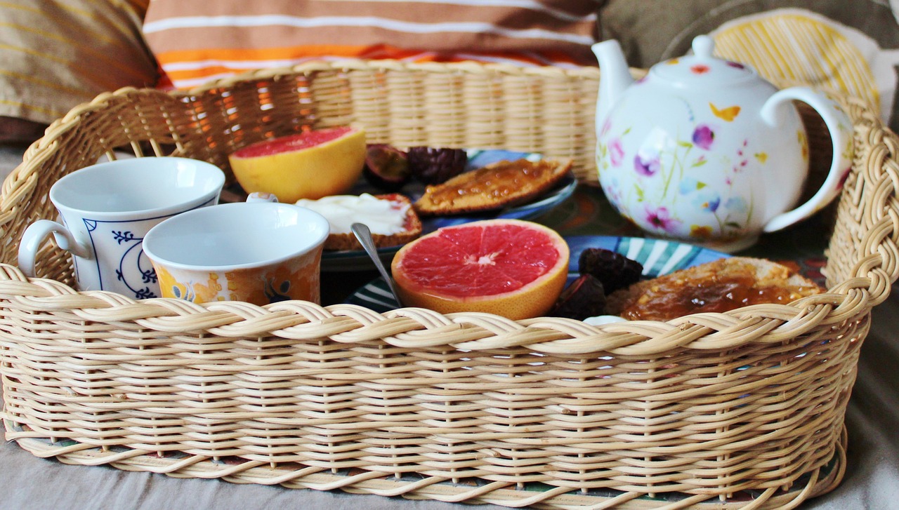 breakfast teapot tray free photo