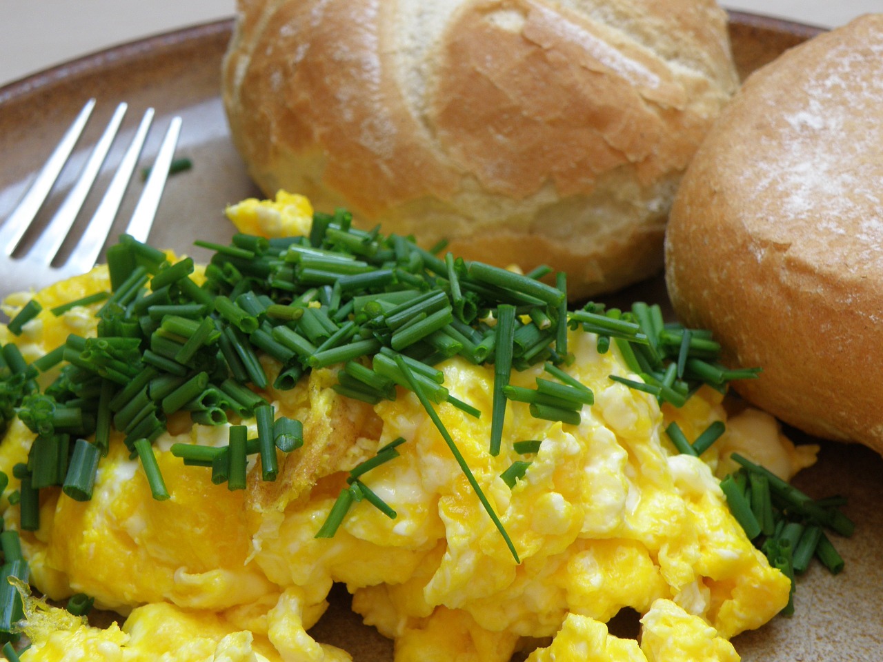 breakfast scrambled eggs bun free photo