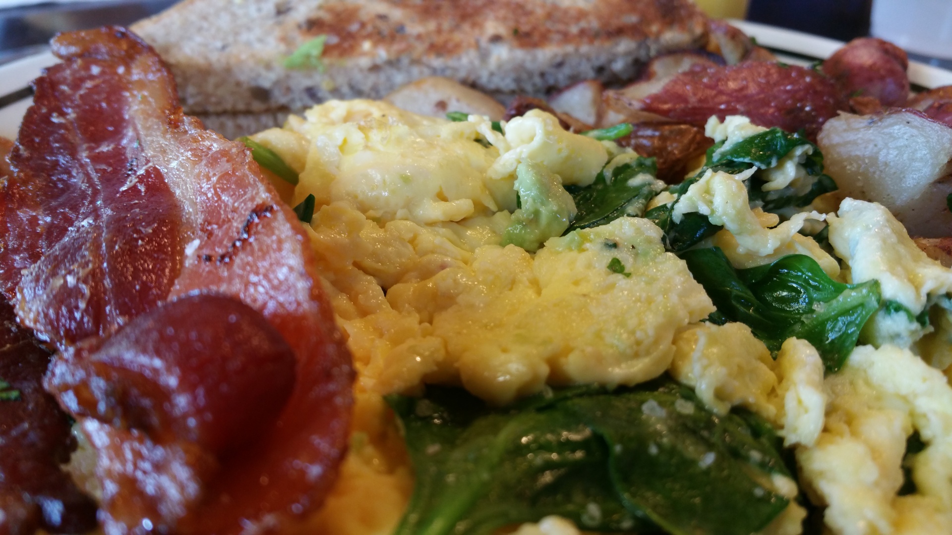 eggs bacon spinach free photo