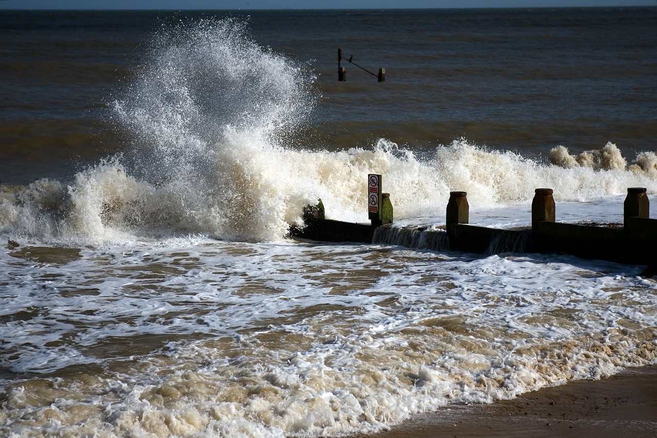 breakwater north sea waves free photo