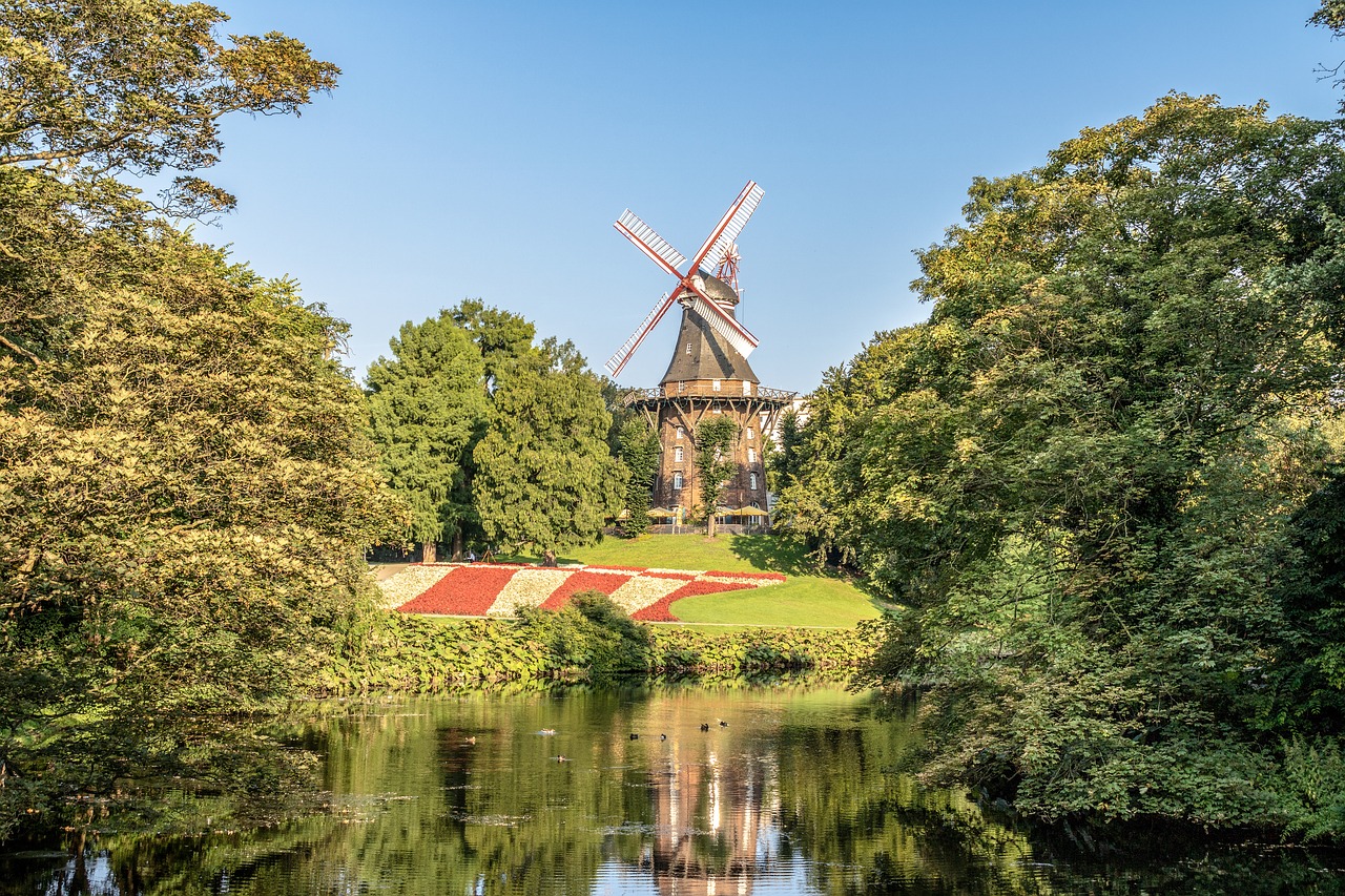 bremen  windmill on wall  city free photo