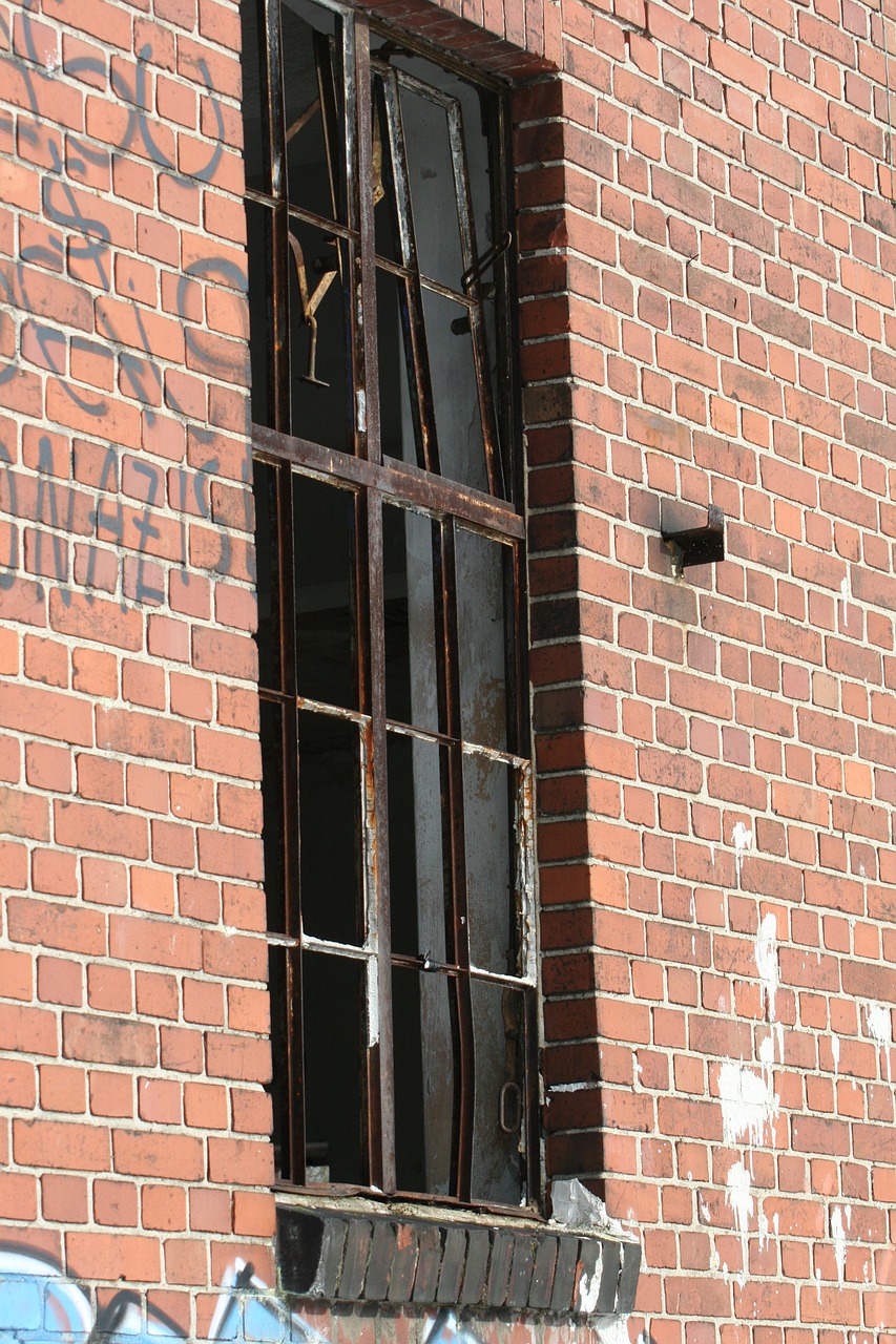 brick wall window graffiti free photo