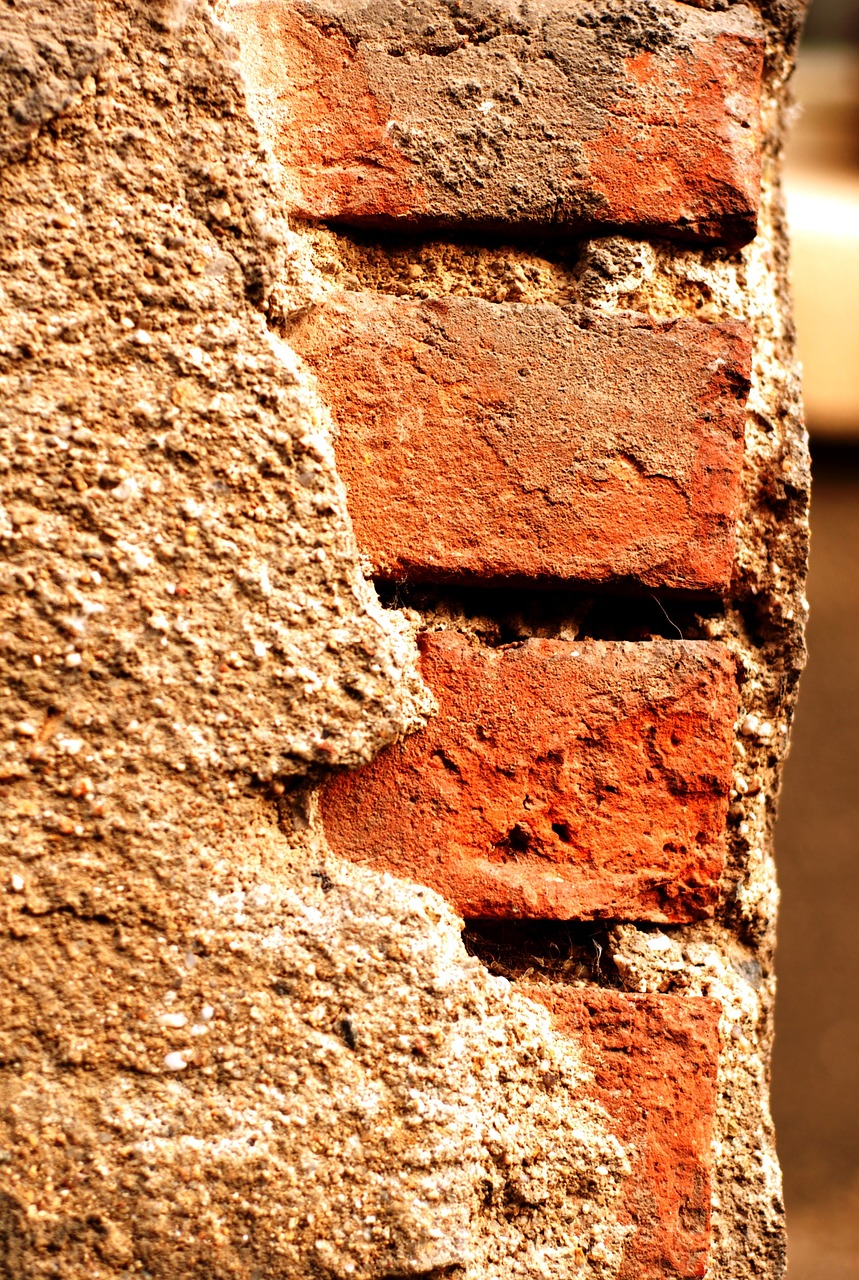 bricks corner plaster free photo