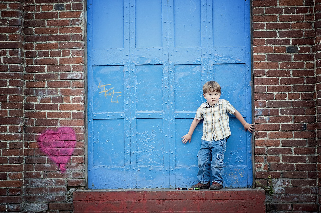 bricks blue door free photo