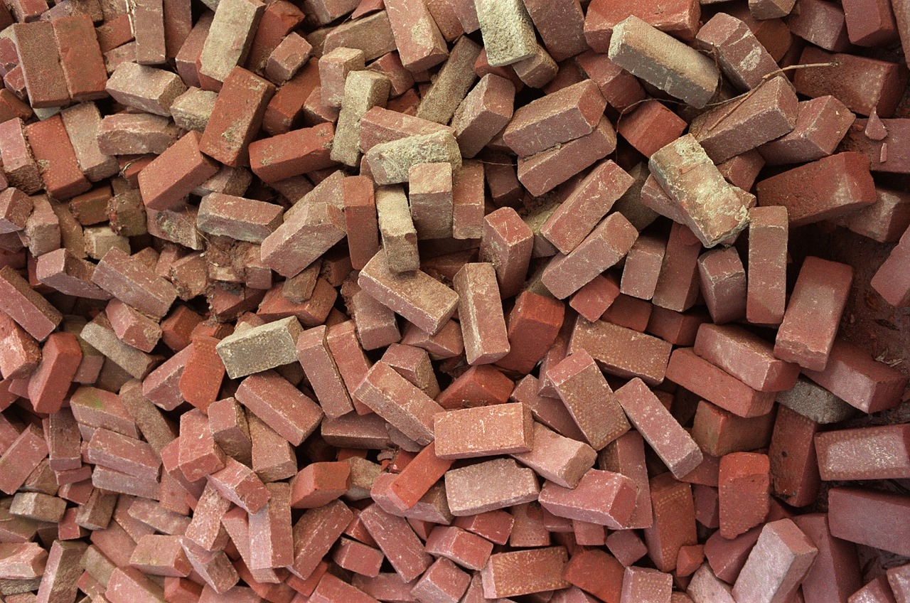 bricks pile red free photo