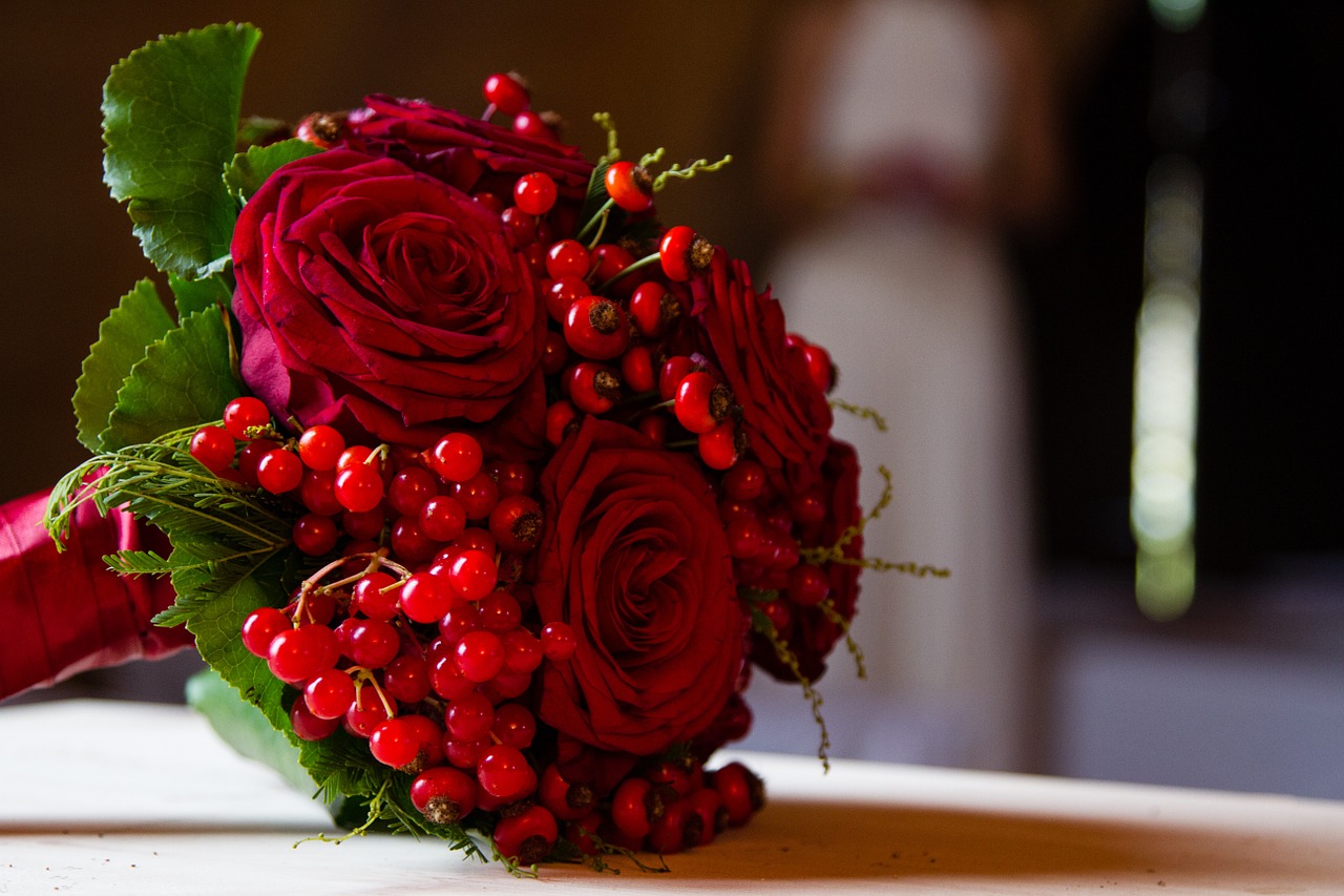 bridal bouquet roses red free photo