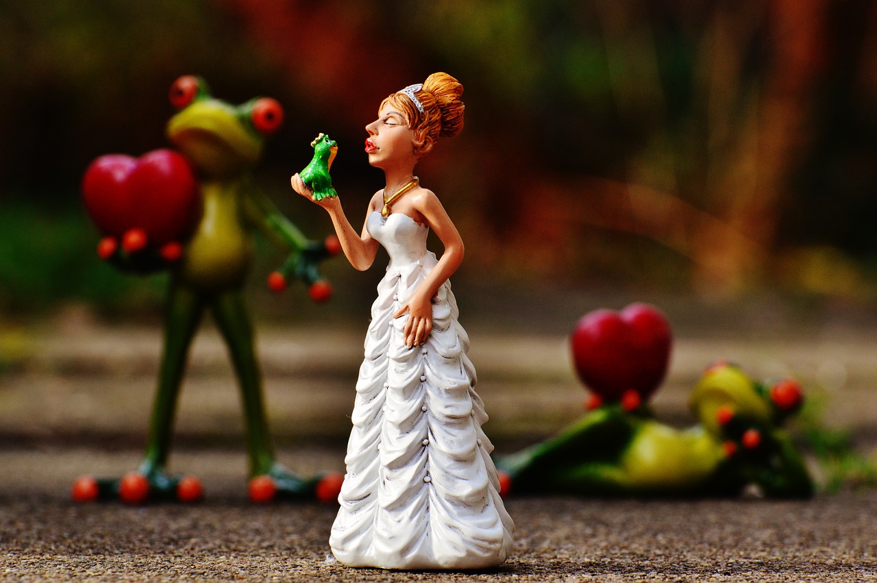 bride kiss the frog love free photo