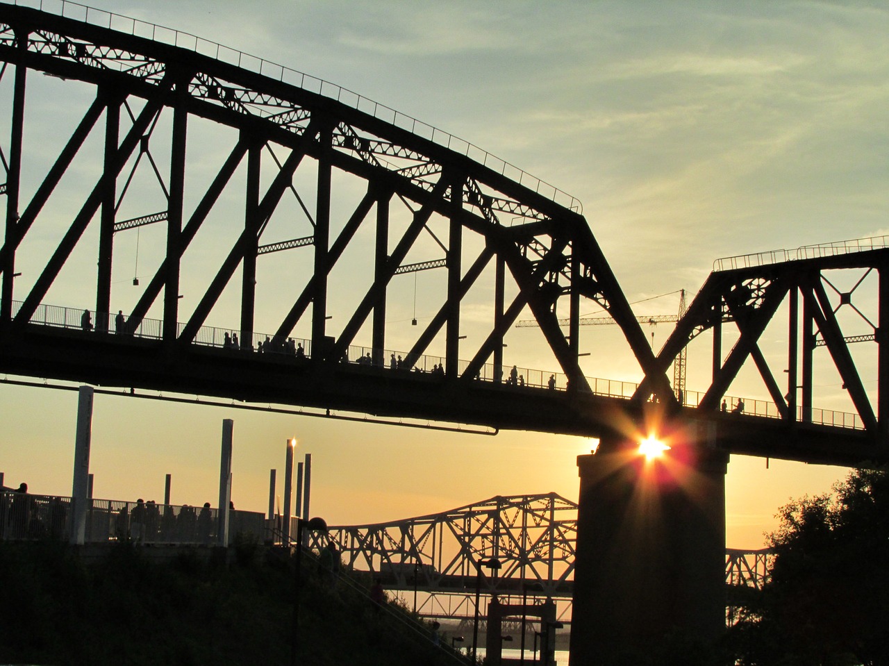 bridge sunset river free photo