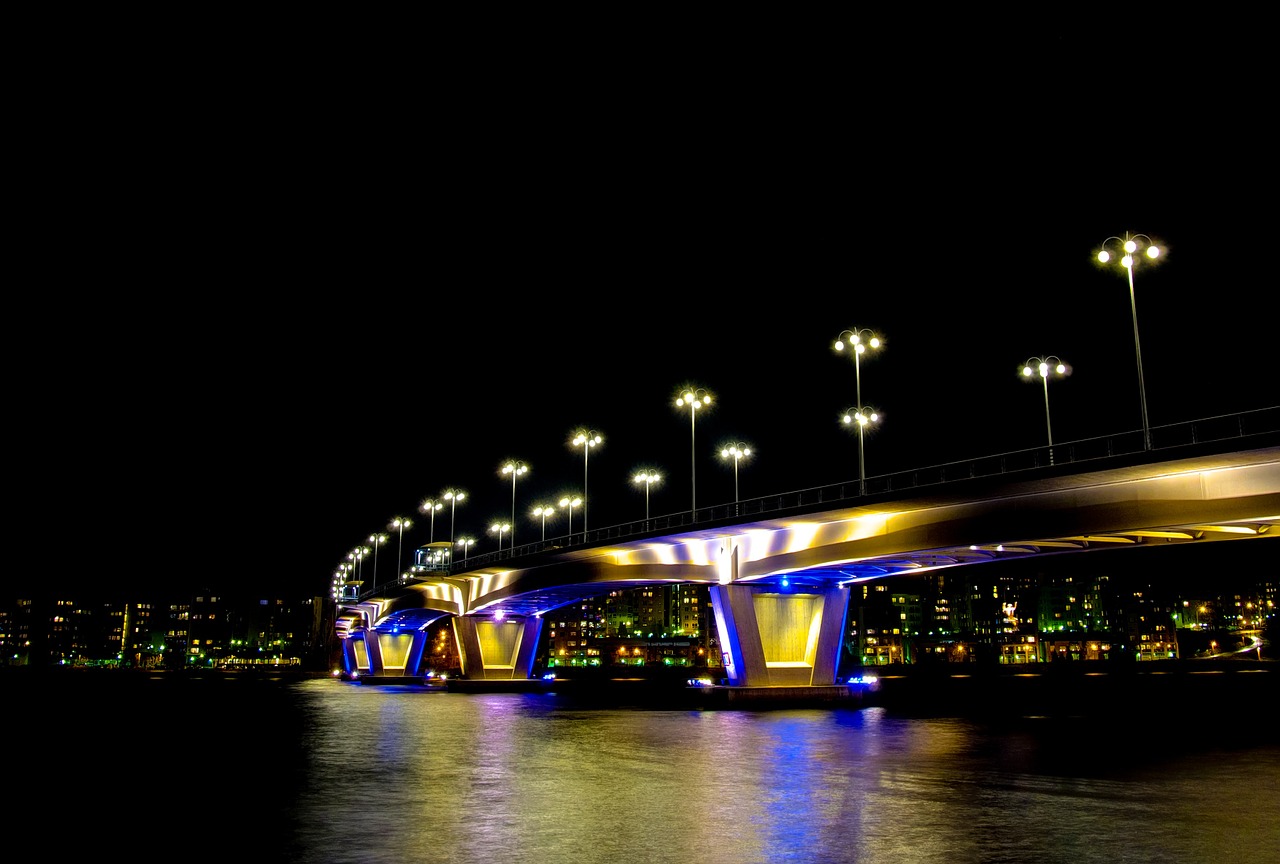 bridge lights night free photo