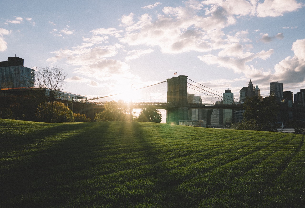 bridge sunrise town free photo