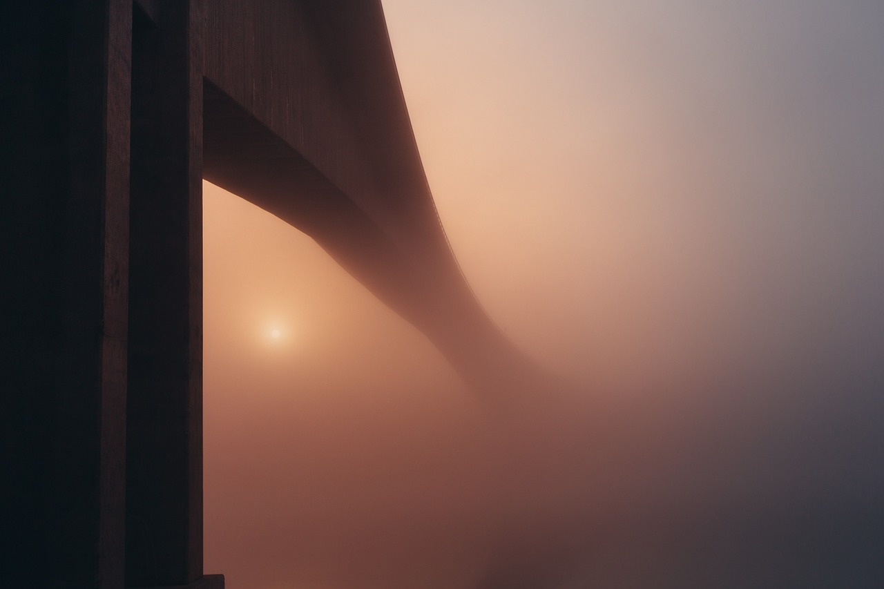 bridge fog sun free photo