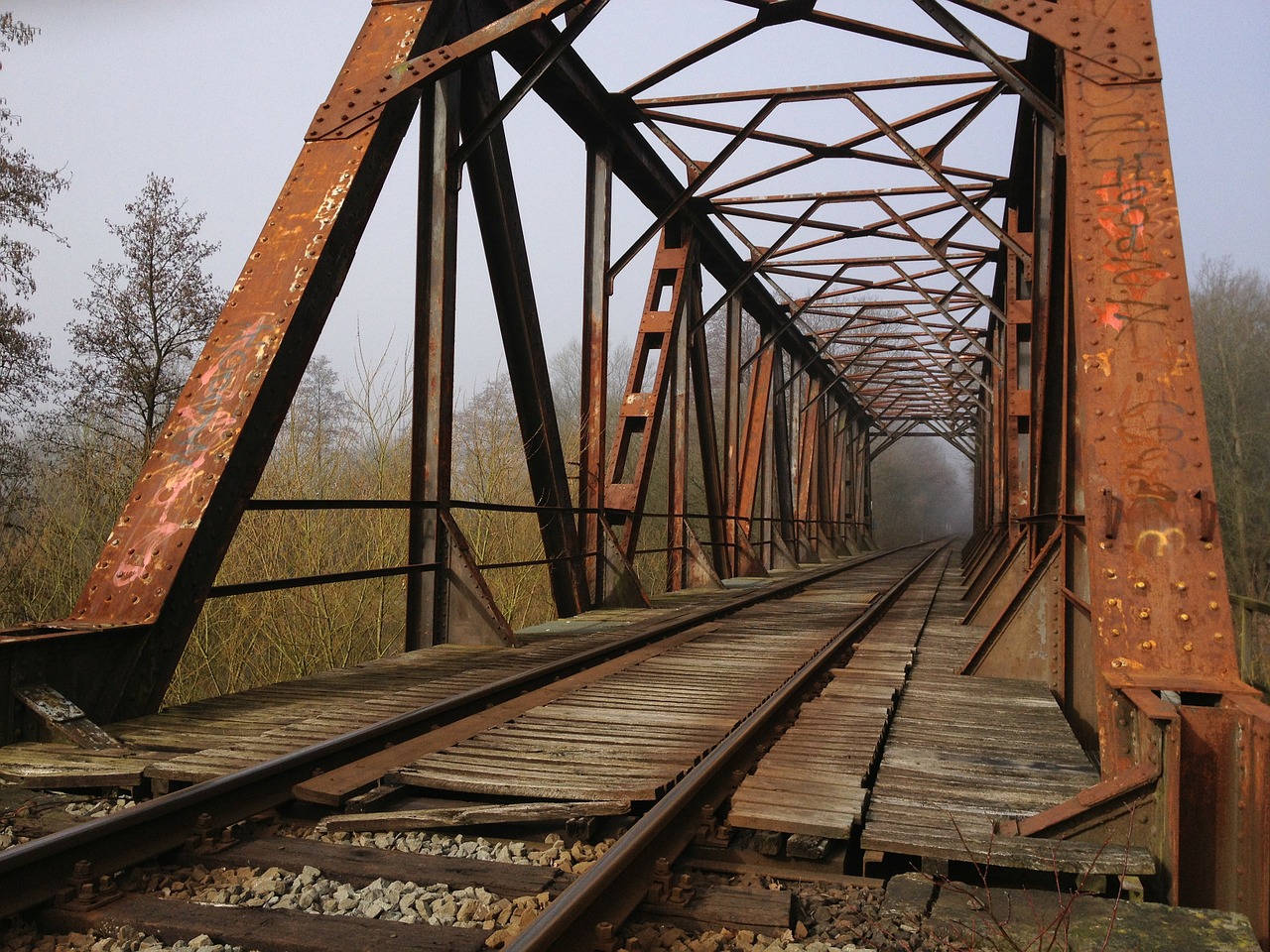 bridge railway rusted free photo