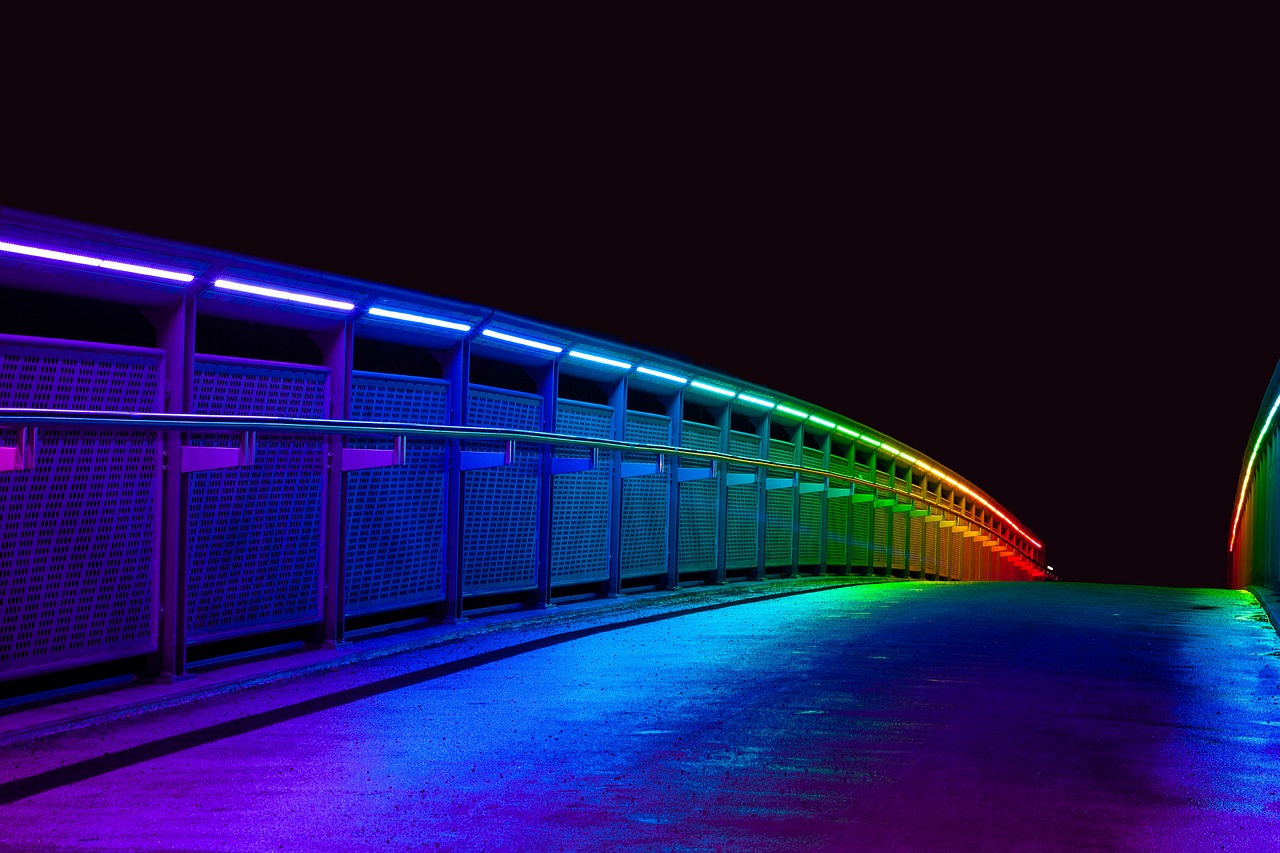 bridge illuminated colorful free photo