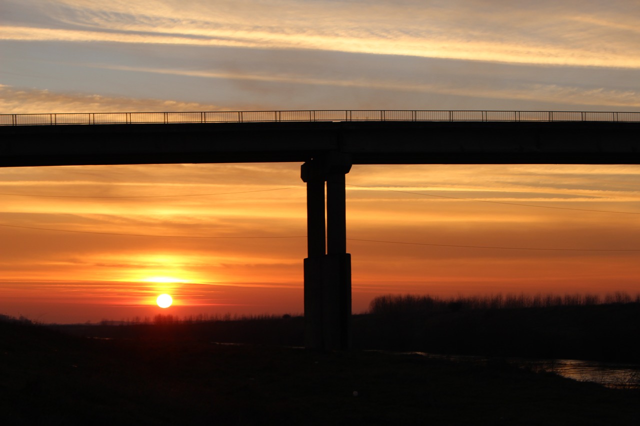 bridge sun red free photo